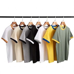 T-shirt en coton au design tendance, logo personnalisé, manches courtes, jersey ajusté, impression numérique, couleur contrastée, unisexe, coupe slim - Product Image 4