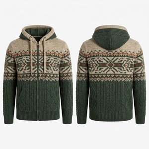 Sweat à capuche unisexe en tricot personnalisé avec logo, pull thermique en polaire pour l'hiver, coupe classique, 100% coton, imperméable, streetwear - Product Image 1