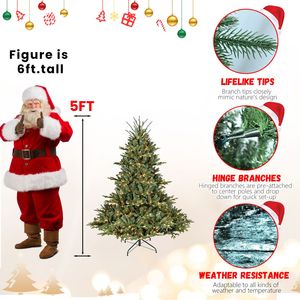 Albero di Natale Artificiale Pre-Illuminato da 150 cm con 350 Luci, 1129 Punte Miste in PE/PVC, Decorazione Natalizia - Product Image 2