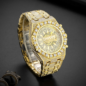 Reloj de Lujo Totalmente Negro con Incrustaciones de Cristales para Hombre, con Esfera de Números Árabes, Reloj de Pulsera de Moda Hip Hop con Incrustaciones de Cristales, Cuarzo - Product Image 6