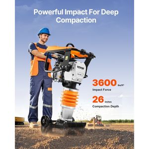 Compattatore a impulsi Jumping Jack da 6,5 HP, 196 cc, a benzina, con forza d'impatto di 3600 libbre e profondità massima di compattazione di 26 pollici - Product Image 2