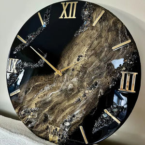 Horloge de maison de luxe en résine faite à la main, thème océan, moderne, étanche, surdimensionnée, avec veilleuse, pour mariage et décoration intérieure, d'Inde - Product Image 1