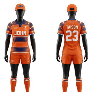 Uniforme de rugby en tissu poly interlock premium 220 GSM, noir avec bande jaune fluo, évacuation de l'humidité, sublimation personnalisée - Product Image 2