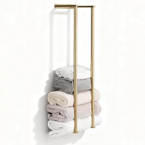 Support mural pour serviettes de toilette, porte-serviettes autoportant en forme de T pour salle de bain, support de rangement pour vêtements de salle de bain disponible - Product Image 4