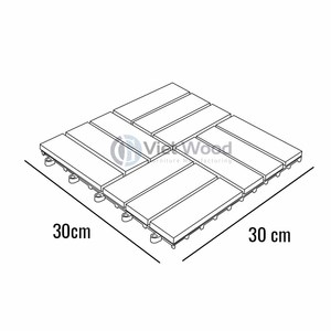 Dalles de terrasse en bois d'acacia antidérapantes, revêtement de sol en bois à emboîtement pour extérieur - Product Image 4