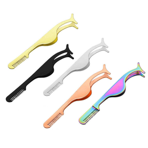 Pince à épiler professionnelle avec peigne pour faux cils, en acier inoxydable, personnalisable avec logo et emballage - Product Image 6