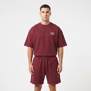 Vêtements de mode de haute qualité pour hommes, ensemble deux pièces en coton respirant à col rond, style streetwear oversize uni - Product Image 1