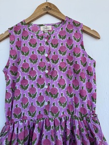 Lavender Floral Block Print Sleeveless Tiered Cotton Maxi Dress Button-up Sweet Breathable Breastfeed Friendly Women's <b>Summer</b> - Product Image 2