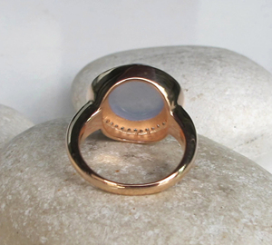 8mm Natural Lavender Chalcedony Gemstone 925 <b>Silver</b> 18K Gold Bezel <b>Set</b> Trendy Wedding Engagement <b>Ring</b> Fine Jewelry For Women - Product Image 5