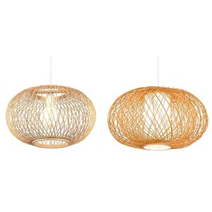 Abat-jour pour lampes de plafond, abat-jour en rotin de bambou, lampes de plafond pour salon - Product Image 3