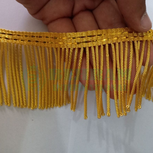 Frange en fil doré de 6 cm de qualité supérieure pour vêtements, garnitures élégantes pour vêtements de cérémonie, franges en fil de métal pour ornements de vêtements. - Product Image 3