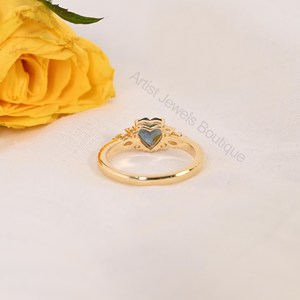 Anillo de Topacio Azul Londres Natural en Forma de Corazón, Plata de Ley 925 y Oro Sólido, Joyería de Lujo para Bodas, Proveedor Mayorista OEM ODM - Product Image 3