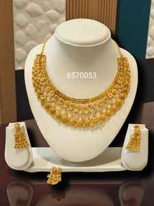 AWAIS HOUSE New Fashion Hip Hop Style Gold Plated Brass Women's Set Necklace <b>Bracelet</b> Engagement Wedding Party Chunky Diamond - Product Image 2