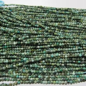 Perles de turquoise naturelle non traitée, facettées, rondes, 2 mm, brin de 13 pouces de long - Product Image 3