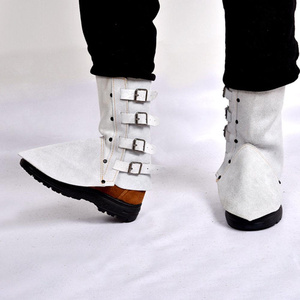Guêtres en cuir de vachette pleine fleur de qualité supérieure, résistantes à la chaleur et aux étincelles, pour pompiers, ouvriers du bâtiment et soudeurs, équipement de sécurité pour les pieds - Product Image 2