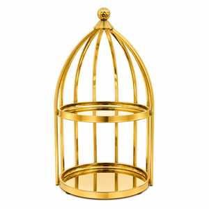 Support à dessert de luxe écologique en métal doré, style cage à oiseaux, à plusieurs niveaux, pour comptoir, organisateur de bonbons, bols pour mariage et fête - Product Image 2