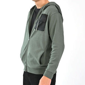 เสื้อฮู้ดซิปผู้ชายสีเขียวมะกอก ทรงปกติ สวมใส่สบาย มีกระเป๋าผ้าฟลีซ เหมาะสำหรับใส่ในฤดูใบไม้ร่วง - Product Image 2