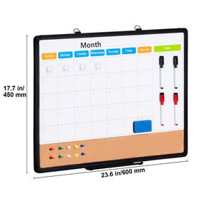 Tableau blanc calendrier mensuel 24''x 18'' avec tableau en liège et cadre en aluminium 2-en-1, tableau d'affichage magnétique effaçable à sec pour usage décoratif - Product Image 2