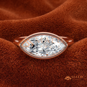 แหวนหมั้นทองคำขาว 14K/18K ทรงมาร์คีส์ ประดับเพชรแบบฝังขอบ |   แหวนแต่งงานสไตล์มินิมอลสมัยใหม่สำหรับผู้หญิง - Product Image 1
