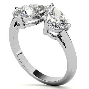 2.5 TCW Pear Cut Toi Et Moi <b>Ring</b> 18K White Gold Engagement <b>Ring</b> Moissanite <b>Two</b> <b>Stone</b> Wedding Statement <b>Ring</b> - Product Image 4