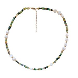 สร้อยคอไข่มุกน้ำจืดหลากสีธรรมชาติประดับด้วยหินหลากสีสำหรับผู้หญิง ฤดูใบไม้ร่วง ฤดูหนาว ไข่มุกทรงบาโรกสีน้ำตาล - Product Image 5