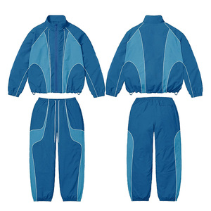 Custom Nylon Track <b>Hoodie</b> Oversized Boxy Fit Windbreaker Embroidery Zip up Men Hoodies - Product Image 2