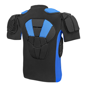 Protector de Pecho Acolchado Negro y Azul para Hombre, Armadura de Malla Ajustada, Equipo de Fútbol Americano, Manga Corta, Cuello en V, para Adultos, Todas las Temporadas - Product Image 2