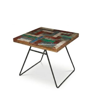 Mesa de Centro Artesanal de Madera de Teca Rústica con Patas de Metal, Madera de Barco Reciclada, Color Antiguo Original, Alta Calidad para Interiores - Product Image 2