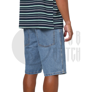 Conjunto de Camiseta y Pantalones Cortos de Mezclilla para Hombre, Camiseta a Rayas Informal, Estilo Holgado, Atuendo de Verano, Ropa Urbana, Top de Algodón, Pantalones Cortos de Mezclilla, Dos Piezas - Product Image 5