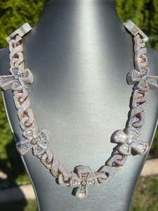 Export Quality Moissanite Silver <b>Iced</b> <b>Out</b> Cuban <b>Chain</b> Gold & Silver Finish Custom Street Style Party Engagement Jewelry for Sale - Product Image 4