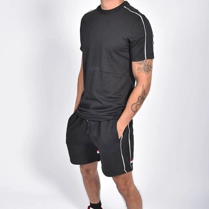 Custom Design Casual Shorts <b>Set</b> Summer Men's Two-Piece Embroidered Logo <b>Knitted</b> Lightweight Shorts <b>Set</b> - Product Image 1