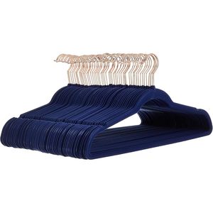 Cintres en tissu velours antidérapants et fins, lot de 50, bleu marine/or rose, pour costumes et vêtements - Product Image 1