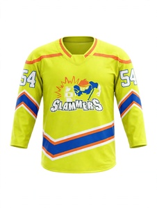 Maillot de hockey sur glace vert citron personnalisé, uniforme d'équipe sublimé Slammers, OEM, chemise respirante à séchage rapide pour hommes, vente en gros, numéro personnalisé - Product Image 1