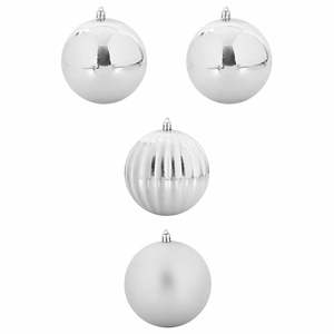 Juego de 4 Adornos Navideños de Plástico Plateado XXL para Decoración de Árboles - Product Image 2