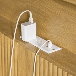 Struttura letto in legno extra lunga (Full XL) con testiera contenitore e stazione di ricarica, design a linee curve ondulate, apertura silenziosa - Product Image 5