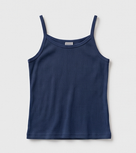 <b>Women's</b> <b>Navy</b> <b>Blue</b> Ribbed Knitted Tank <b>Top</b> O-Neck Solid Color Minimalist Style Casual Wear - Product Image 1