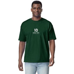 เสื้อยืดผู้ชายสีเขียวฟอเรสต์ แม็กซ์เวท ผ้าคอตตอนพรีเมียมเนื้อหนา ทรงโอเวอร์ไซส์ คอกลม แขนสั้น สไตล์ลำลอง - Product Image 2