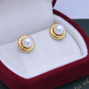 Freshwater 7-8mm White Strong <b>Light</b> Almost Flawless Pearls S925 Silver <b>Triangle</b> Bird's Nest Shaped Earrings - Product Image 2
