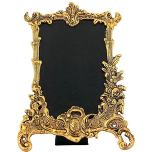 Handmade Brass Rectangular Vertical Photo <b>Frame</b> <b>with</b> Embossed Ornate Design Tabletop Display - Product Image 1