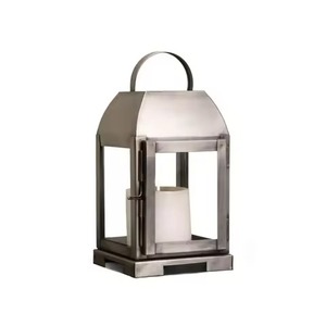 Farol Moderno de Acero Inoxidable con Marco de Peltre y Portavelas de Vidrio, Decoración de Iluminación para el Hogar y Hoteles, Decoración de Mesa para Bodas - Product Image 1