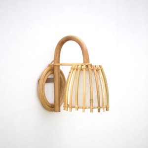 Hand woven rattan wall lamp shades rectangle <b>sconce</b> supplier price high quality <b>lighting</b> <b>sconces</b> - Product Image 2