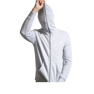 เสื้อฮู้ดซิปผู้ชายสีเทา ทรงปกติ ผ้าฝ้าย สวมใส่สบาย เหมาะสำหรับฤดูใบไม้ร่วง - Product Image 2