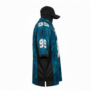 Camiseta 100% algodón para hombre, corte holgado, estampada, camiseta de fútbol para hombre, poliéster entrelazado, sublimación, panel negro, logotipo personalizado - Product Image 3