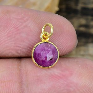 Natural Dyed <b>Ruby</b> Charm Oval Shape Gemstone Chain <b>Necklace</b> 18k Gold Micron Over 925 Sterling Silver - Product Image 3