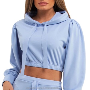 Conjunto de pantalones cortos con capucha y estilo de bolsillo con cremallera para mujer con puños decorativos Traje de invierno-El mejor precio de venta al por mayor - Product Image 4