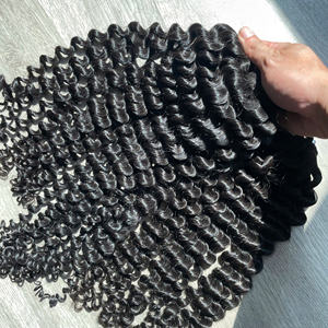 Trama de cabello vietnamita virgen 100%, profundo rizo, cierre de Color Natural, suave, sedoso, supercalidad, extensiones de cabello humano rápido - Product Image 1