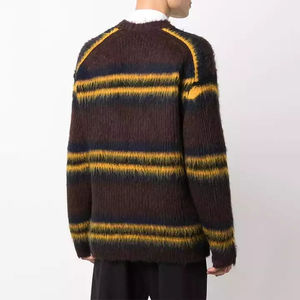 Pull en mohair tricoté à rayures, manches longues, épais, pour l'hiver, anti-boulochage - Product Image 4