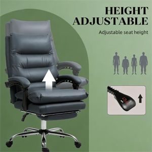 Sedia da Ufficio Grigio Scuro con Funzione Massaggio per Uso in Lounge, Computer e Sale Conferenze - Product Image 3