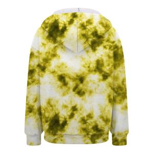 Tie <b>Dye</b> Zip Up Hooded Sweatshirt Women Full Sleeve Regular Fit Autumn Wear With Kangaroo Pocket Polyester <b>Material</b> - Product Image 6