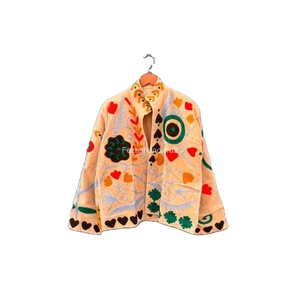 Chaquetas Casuales para Mujer, Chaqueta con Bordado Uzbeko, Chaqueta Estilo Boho Chic, Chaqueta Corta Unisex con Dos Bolsillos Laterales - Product Image 1
